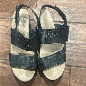 Black Slip-On Sandals with Cushioned Insole